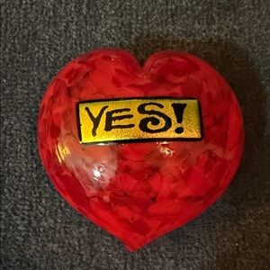 RED GLASS HEART MADE BY: MAD ART LOCATED IN SAN DIEGO, CALIFORNIA
